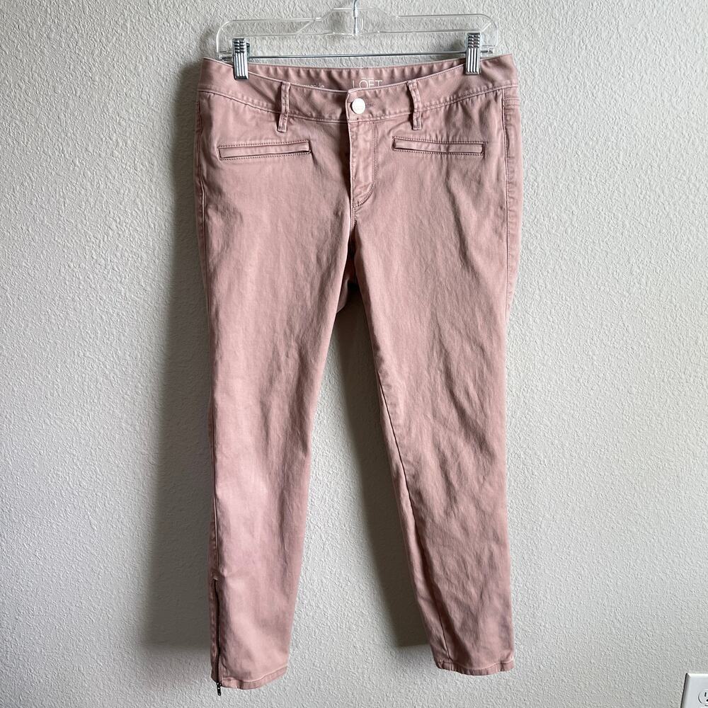 Loft Ann Taylor Modern Skinny Ankle Low Rise Moto Jeans Women's 28/6 Blush Pink